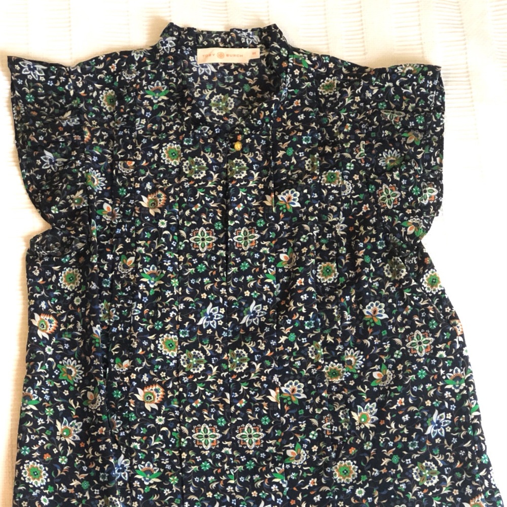 Tory Burch - 00 - Ruffle Sleeve Floral Silk Blouse